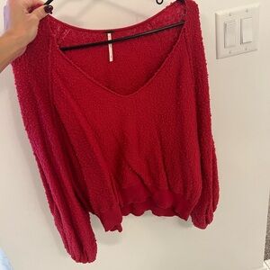 Free people red chinelle sweater size small